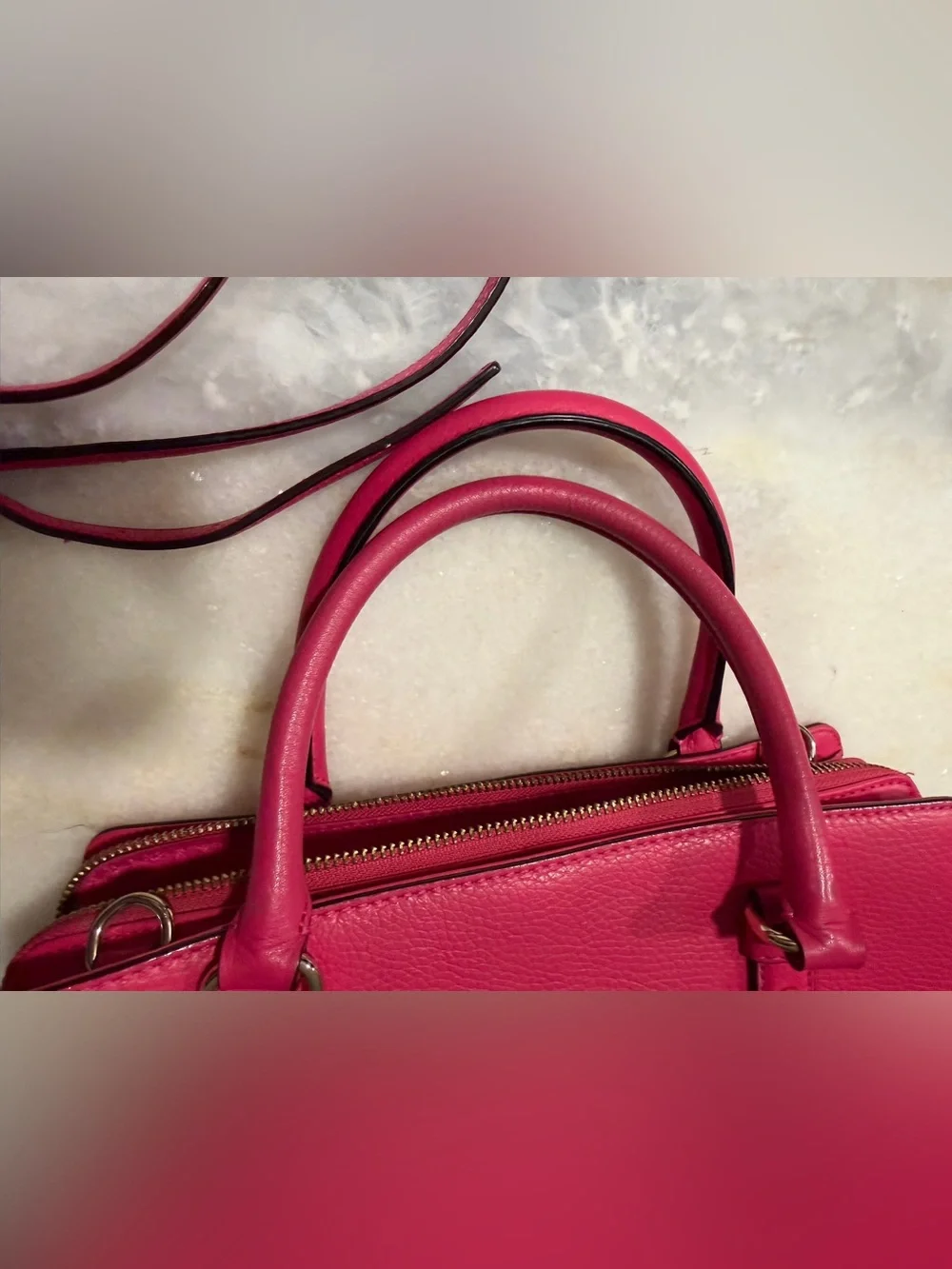 Kate Spade Mulberry Street Lise Ruby Pink Pebbled Leather Satchel Bag w Dust Bag